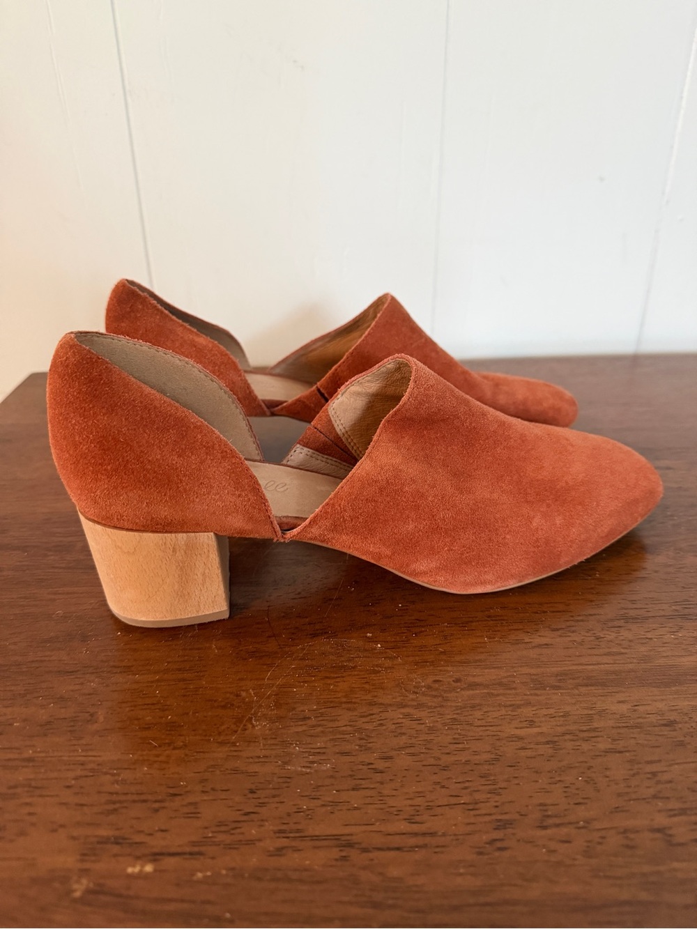Madewell Rust Suede Cutout Block Heel Mule
